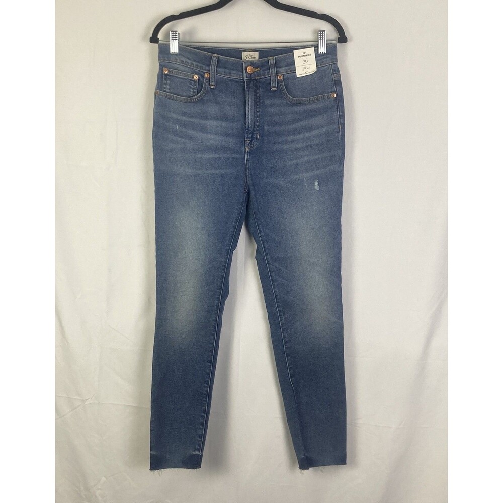 J.CREW Sz 29 10” Toothpick Skinny Raw Hem Stretch Womens Jeans Button Fly NWT